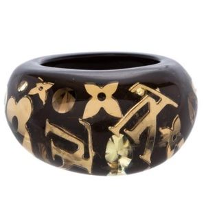 Louis Vuitton Clear Resin Monogram Inclusion Bangle Bracelet - Ruby Lane